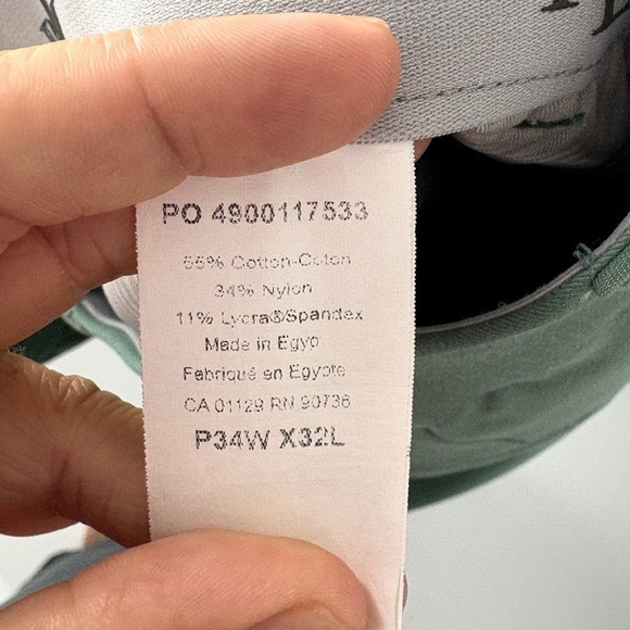 Men's Ralph Lauren Black Label Golf  Green Pants Made In Egypt! Size 34Wx32L - Picture 8 of 9